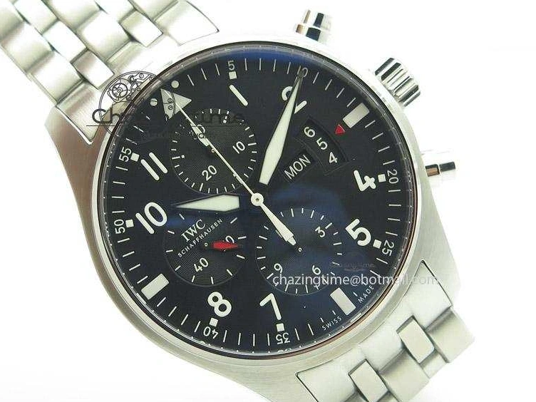 MIROTIME 0122 Minimalist Pilot Chrono 3777 43mm ZF 1:1 Best Edition Black Dial On SS Bracelet A 7364